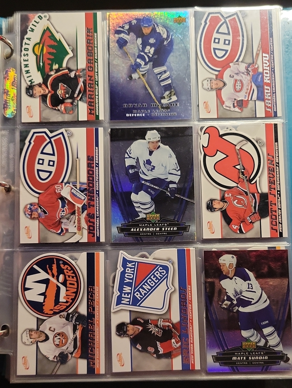 McDonalds Hockey Trading Cards In Page - Team Logos & Players, Red/Blue/White